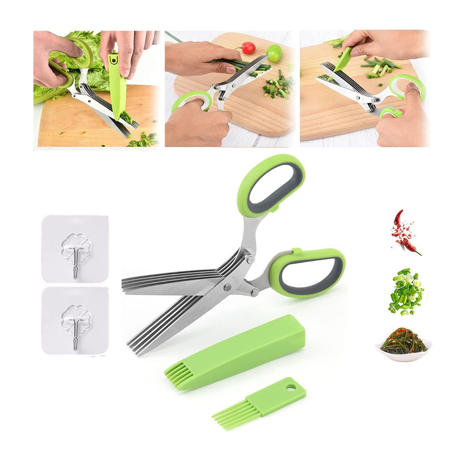 5-Blade Herb Scissors with Cleaning Comb