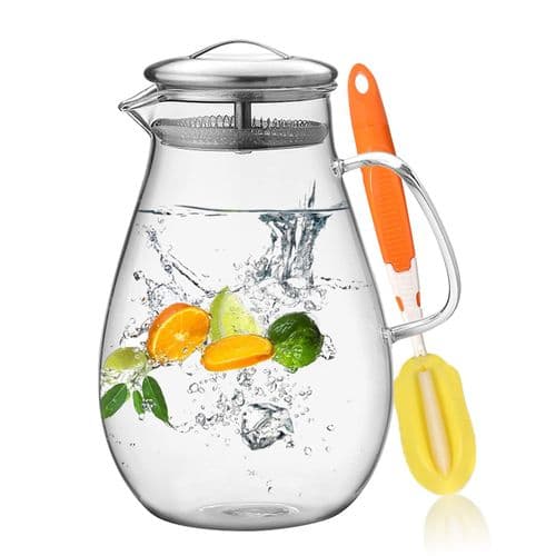 Hiware 68oz Glass Pitcher with Stainless Steel Lid