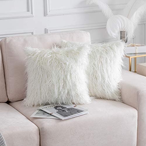 HOME BRILLIANT Faux Fur Decorative Cushion Pillow Cover