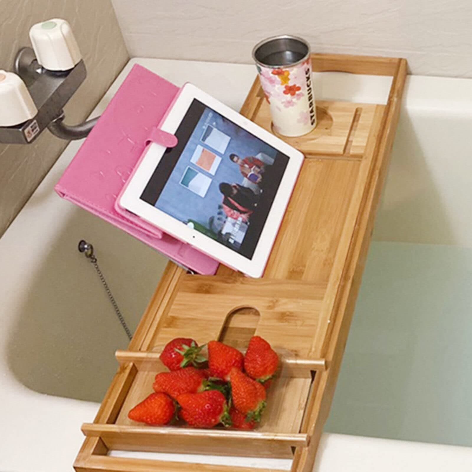 Bamboo Bath Caddy with Phone Slot