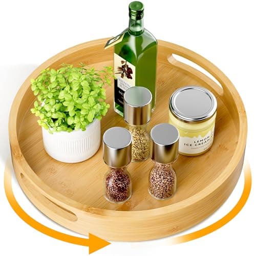 Homerays 12 in. Bamboo Lazy Susan with Handles