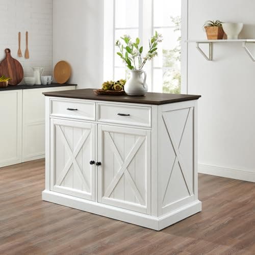 HomeStock Kitchen Island Cart with Towel Bar and Shelves