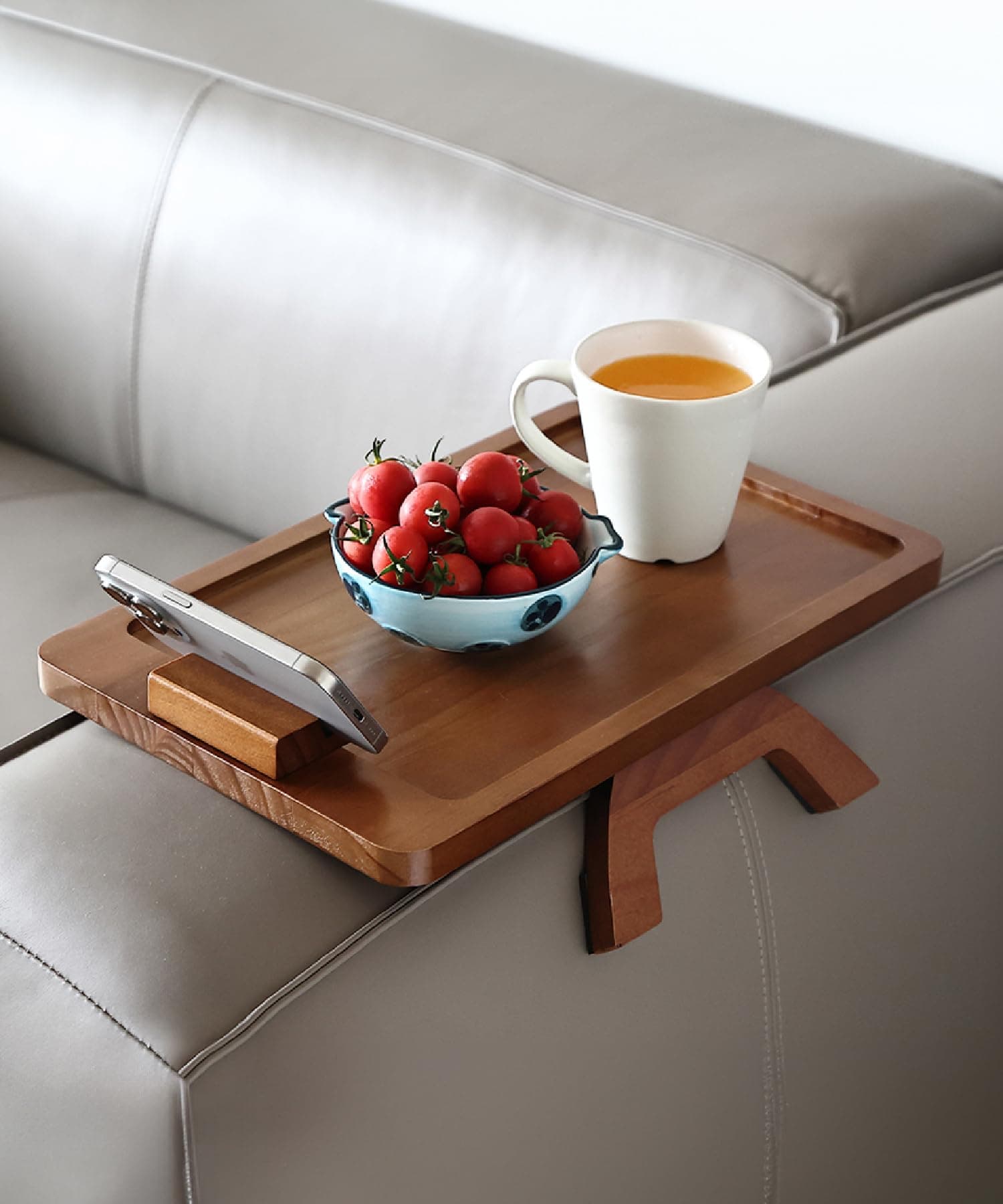 HOMUNEL Bamboo 2-in-1 Couch Arm Tray