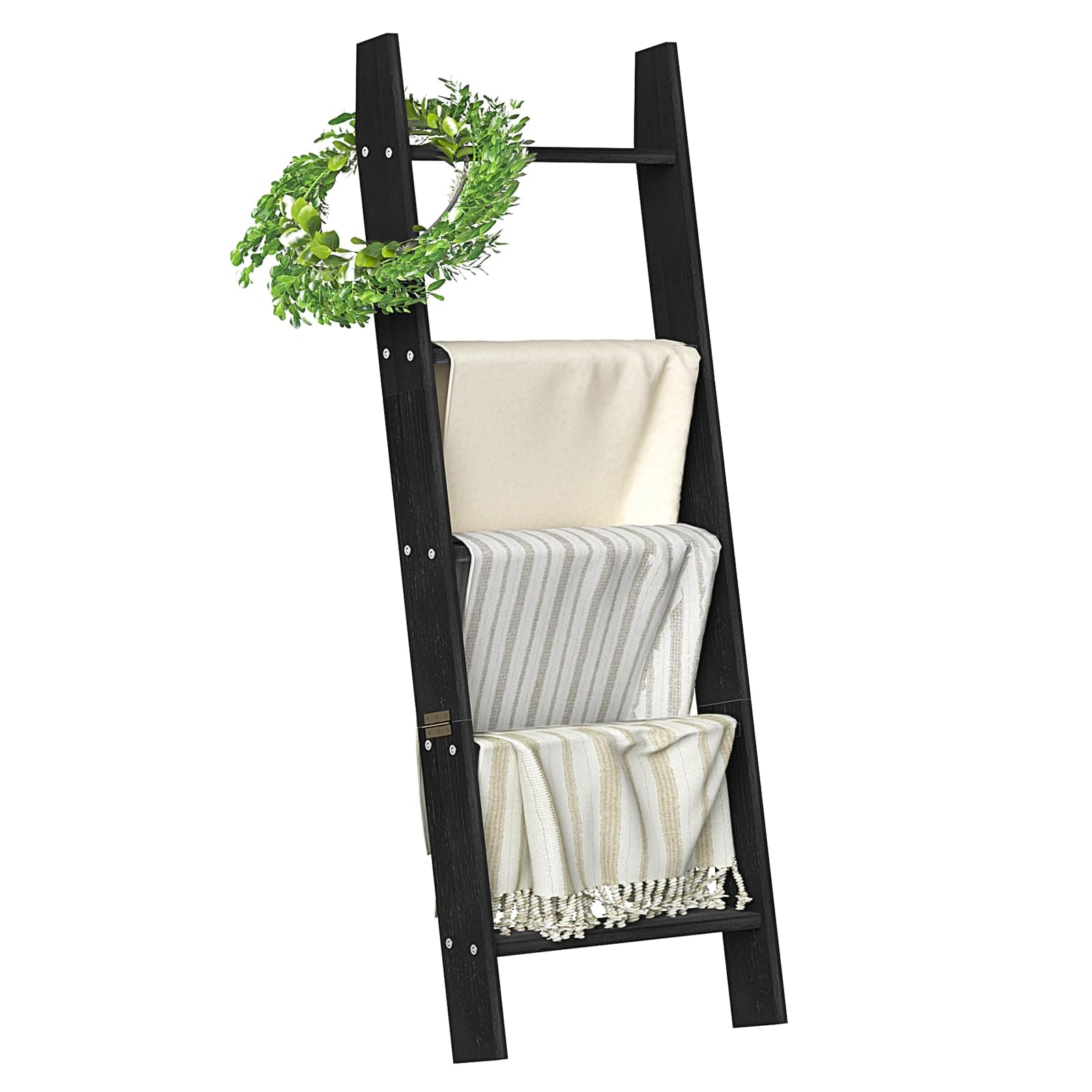 Honest Blanket Ladders 5-Tier Farmhouse Wall-Leaning Rack White