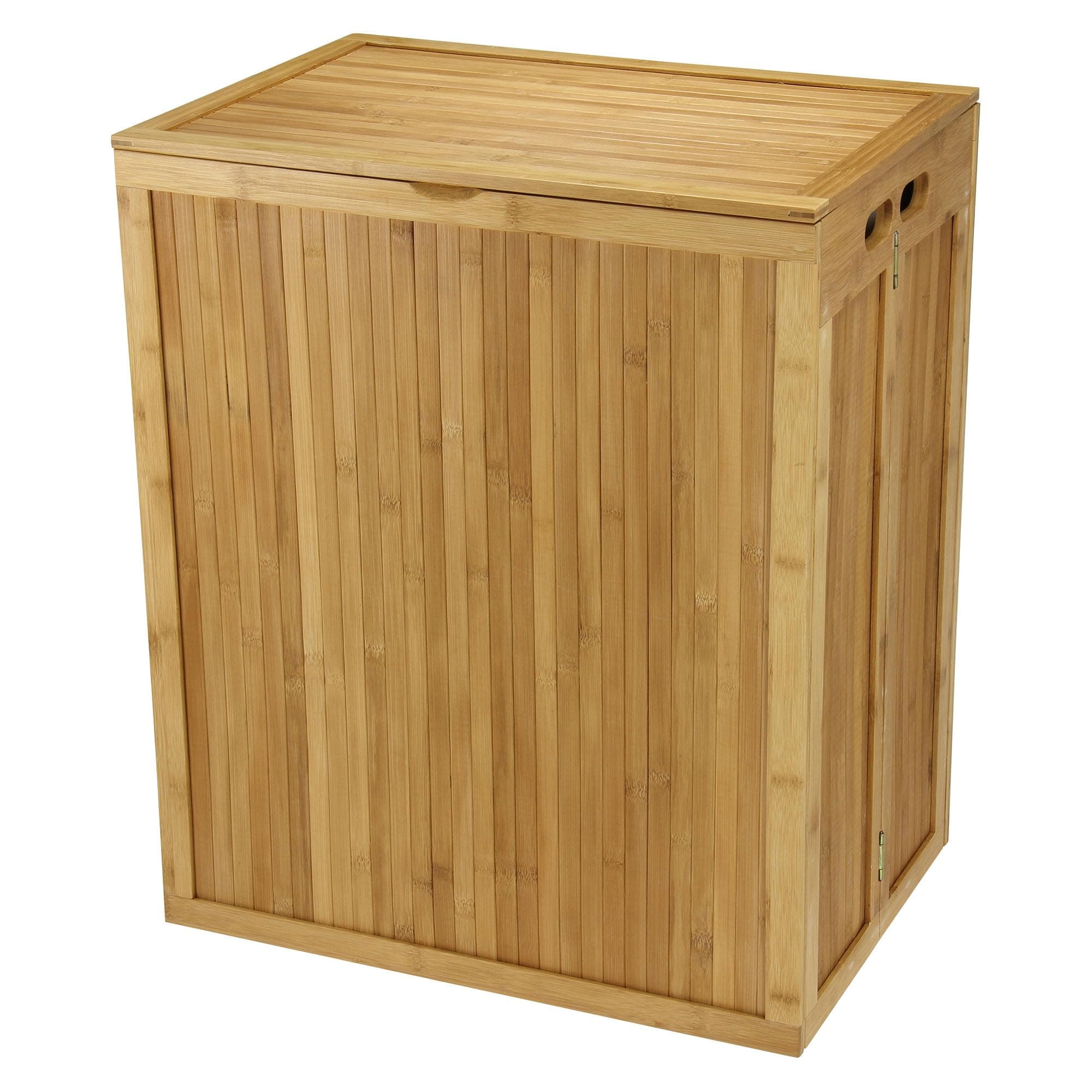 Household Essentials Folding Bamboo Hamper with Cotton Liner