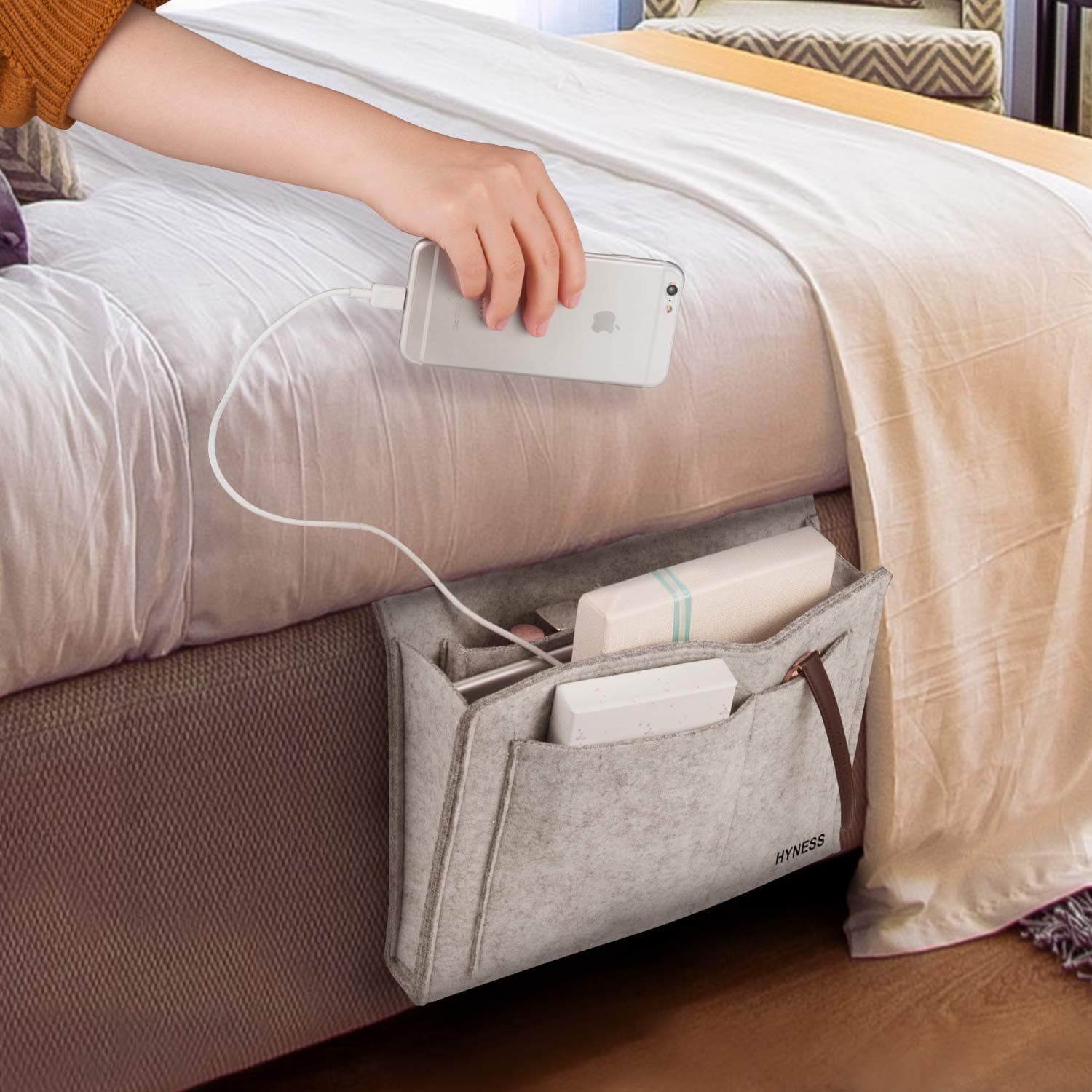 Hyness Bedside Caddy with Multiple Pockets