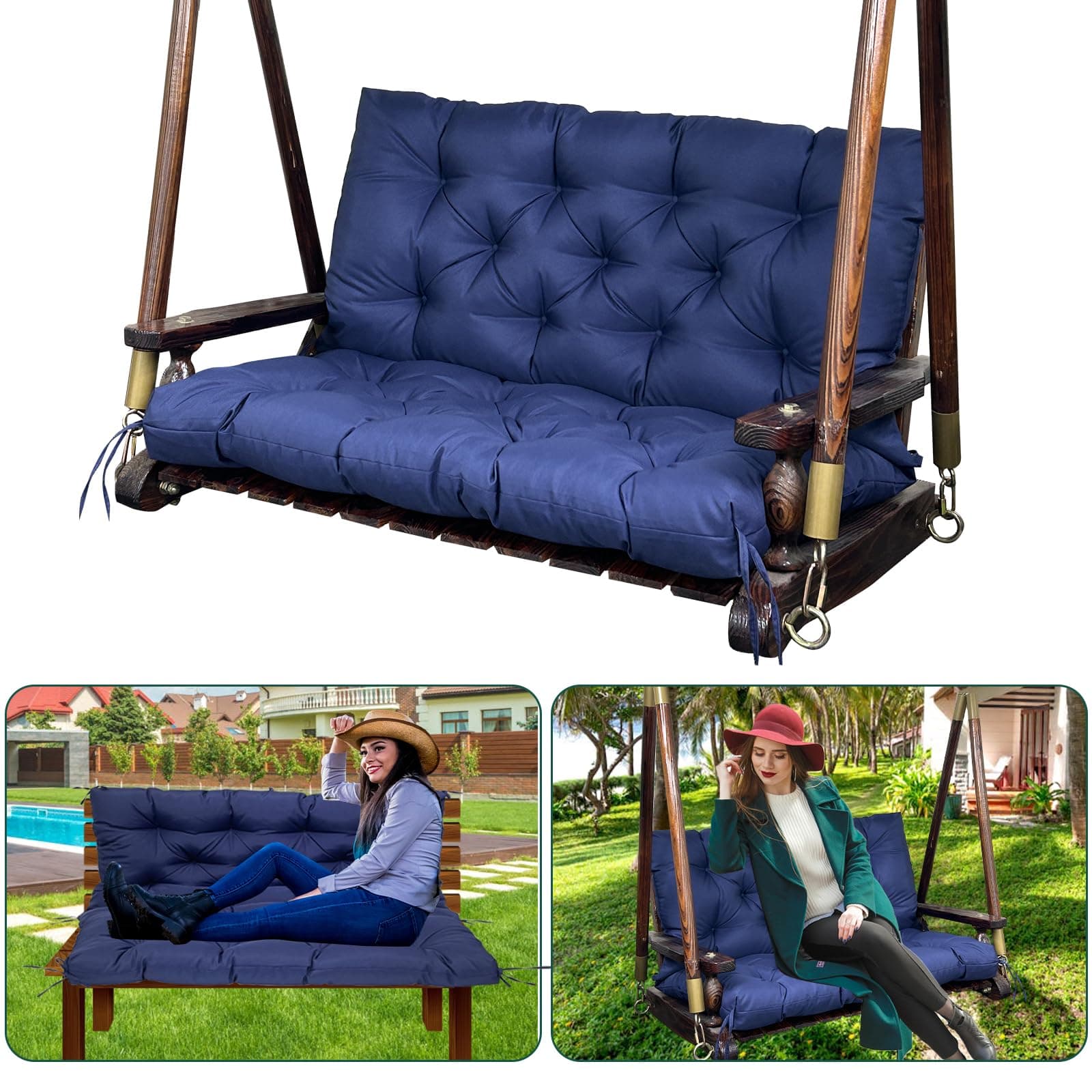 HZMGPCM Extra Thick 5 in Waterproof Porch Swing Cushions 60 inch