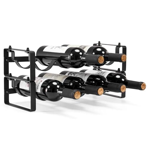 ICOHOT Stackable 2-Tier Wire Wine Rack 6 Bottle