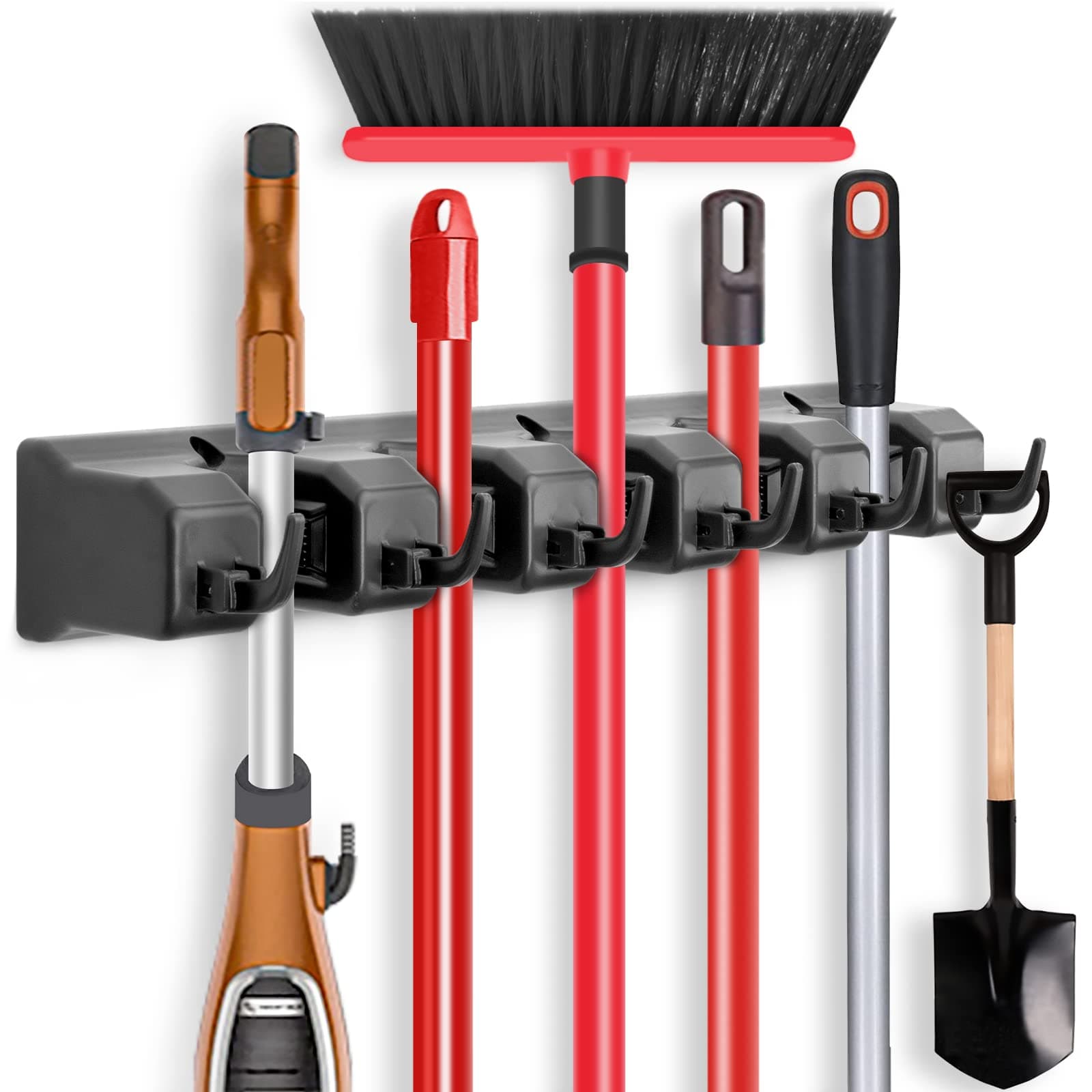 IMILLET 2 Pack Mop and Broom Holder Wall Mount Black