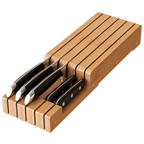Bamboo In-Drawer Knife Organizer (15-Slot)