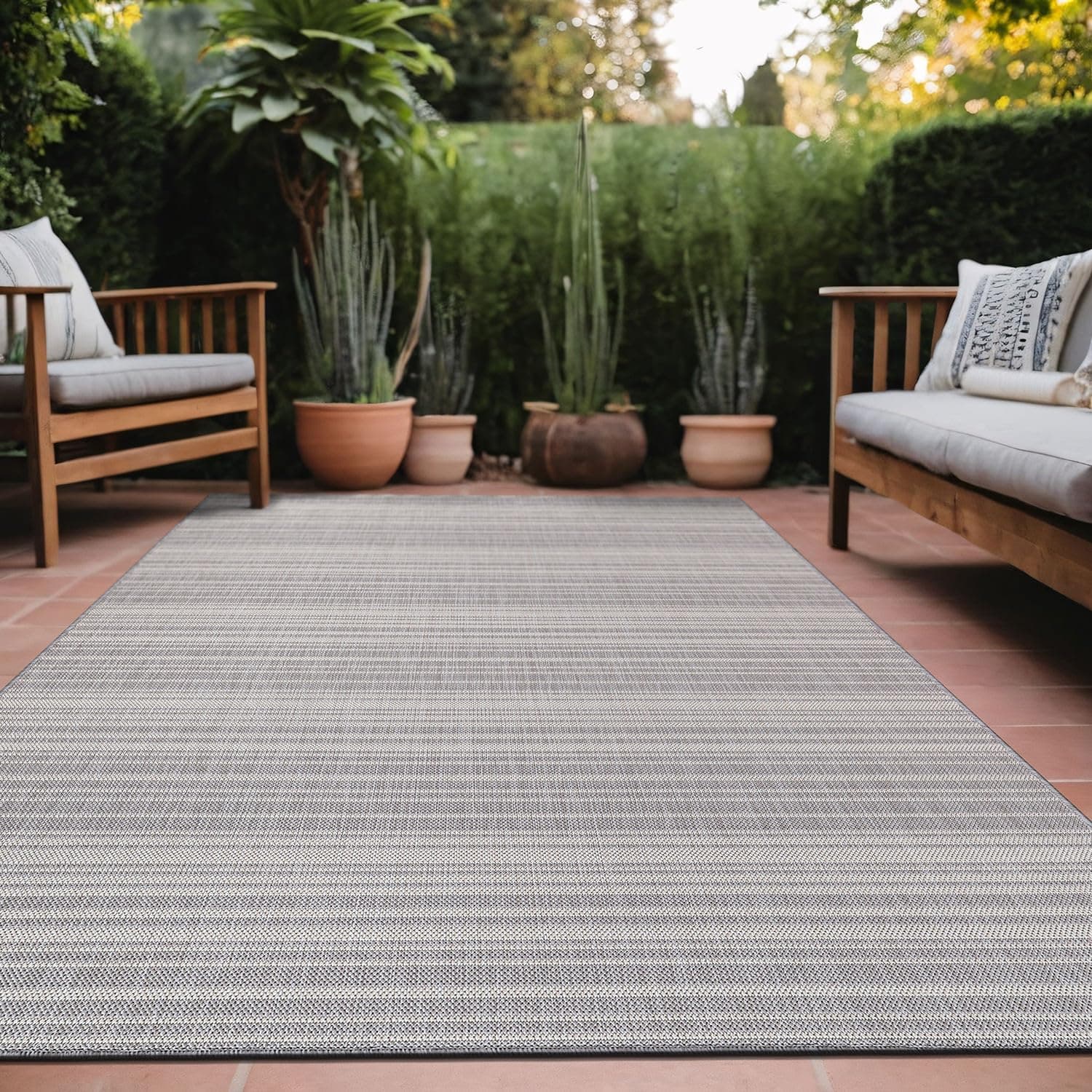 Indoor Outdoor Striped Rug 5x7