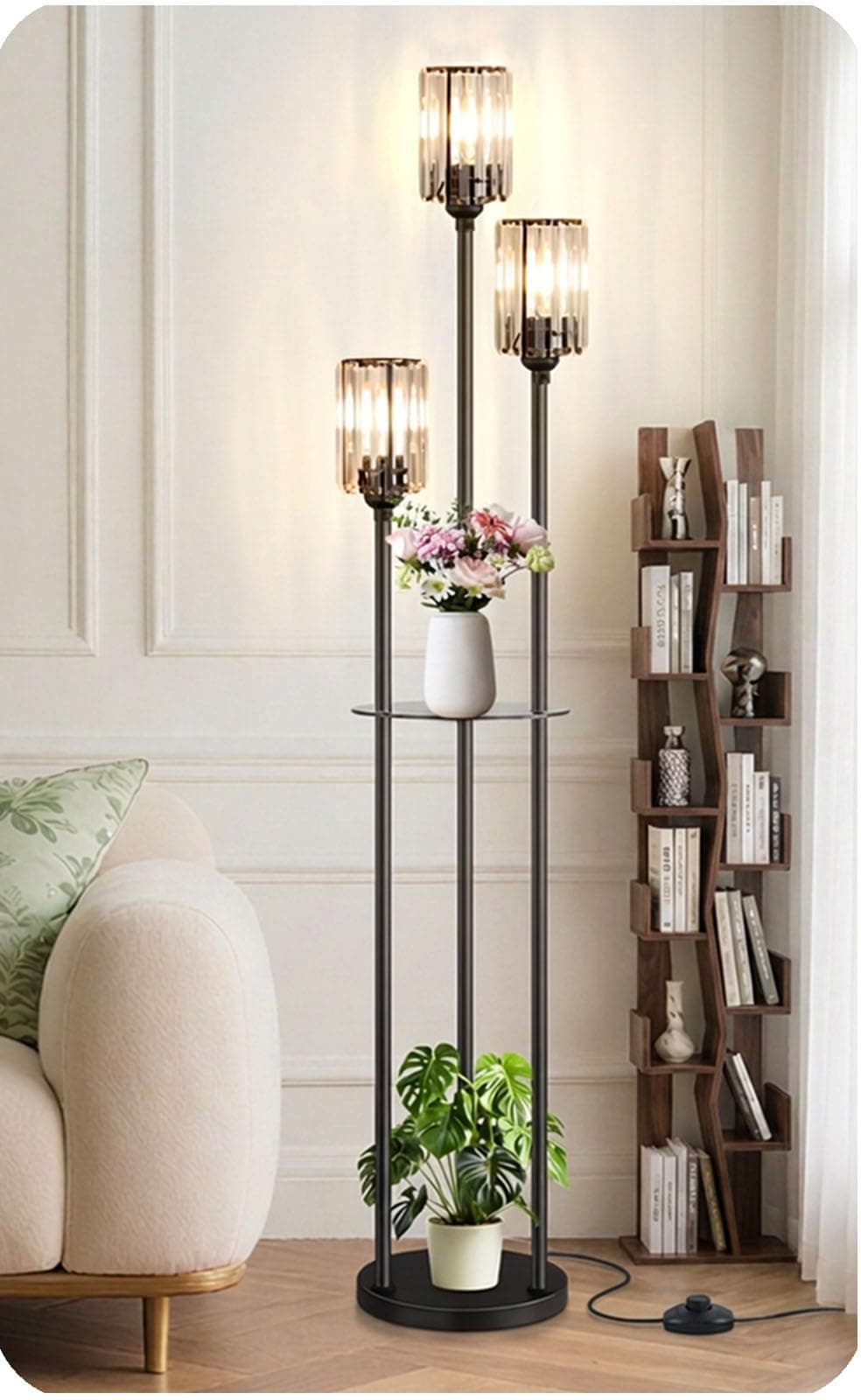 Industrial Floor Lamp with Display Shelves