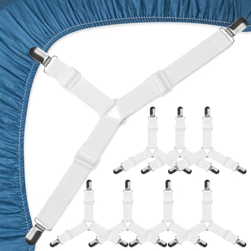 JBYAMUS Bed Sheet Straps Gray 4-Pack Fitted Sheet Clips