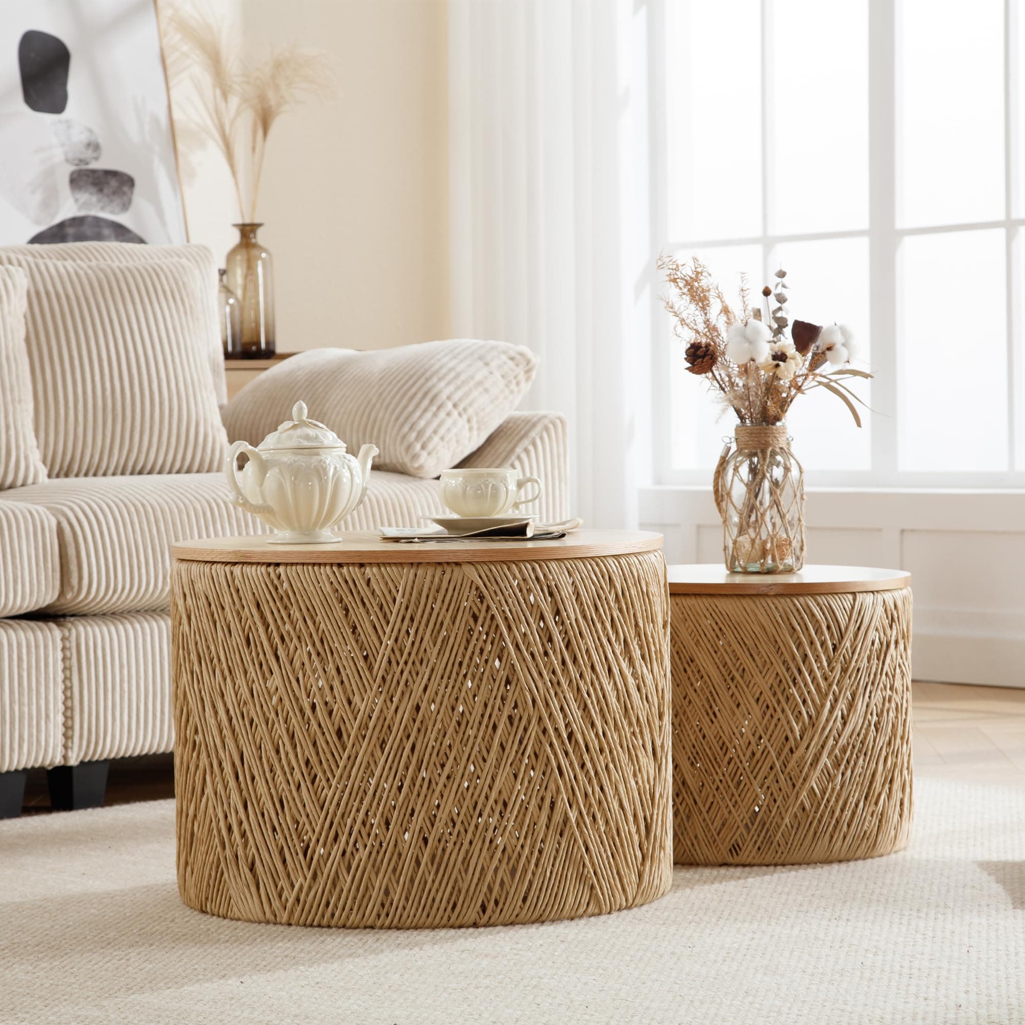 Jenvor Round Coffee Table with Lift-Top Storage — 31.5 in.