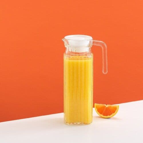 JoyJolt Fluted Glass Pitcher with Stainless Lid 60oz