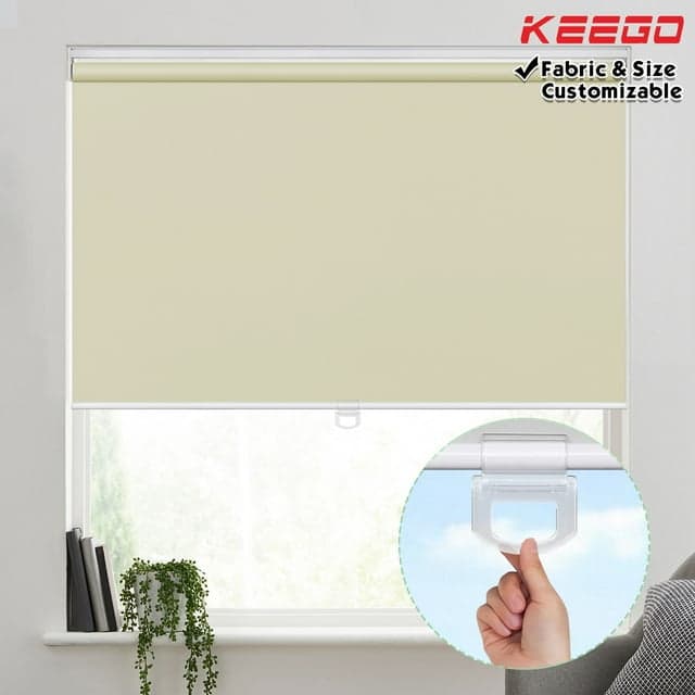 Wide Kitchen Window Linen Roman Shade