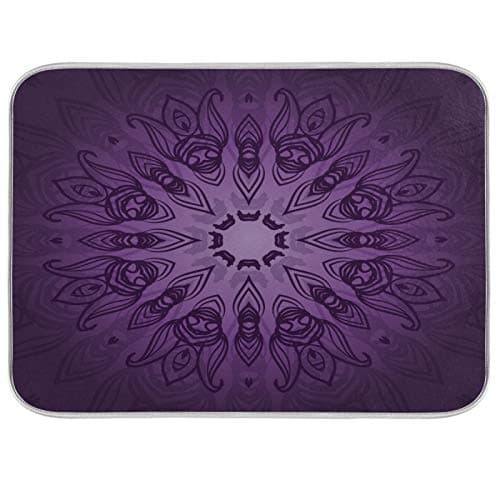 KEEPREAL Microfiber Dish Drying Mat, Purple Mandala, 18x24 in.