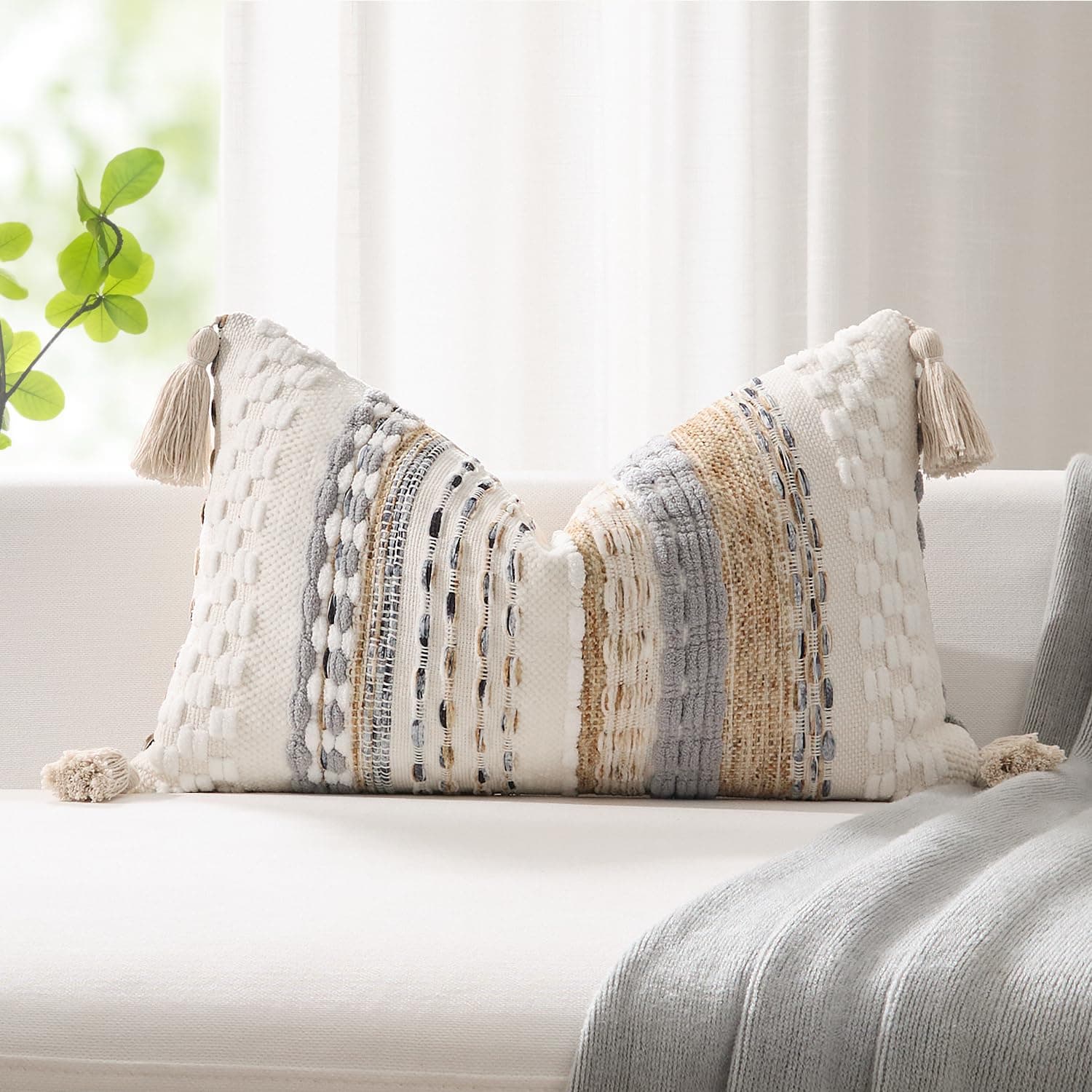 Kevin Textile Linen Lumbar Pillow Cover — 12 x 20 in.