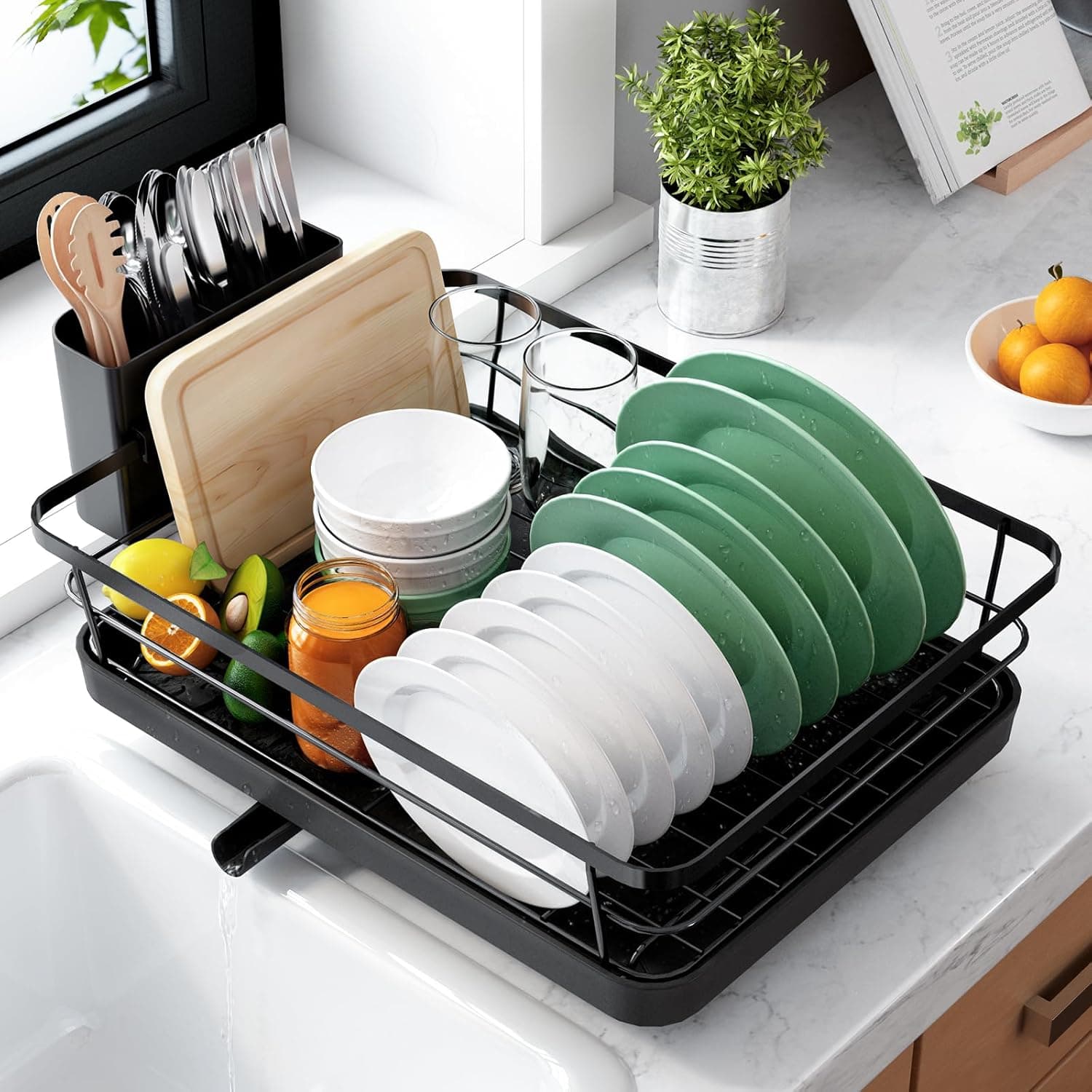 Matte Black Stainless Steel Dish Rack
