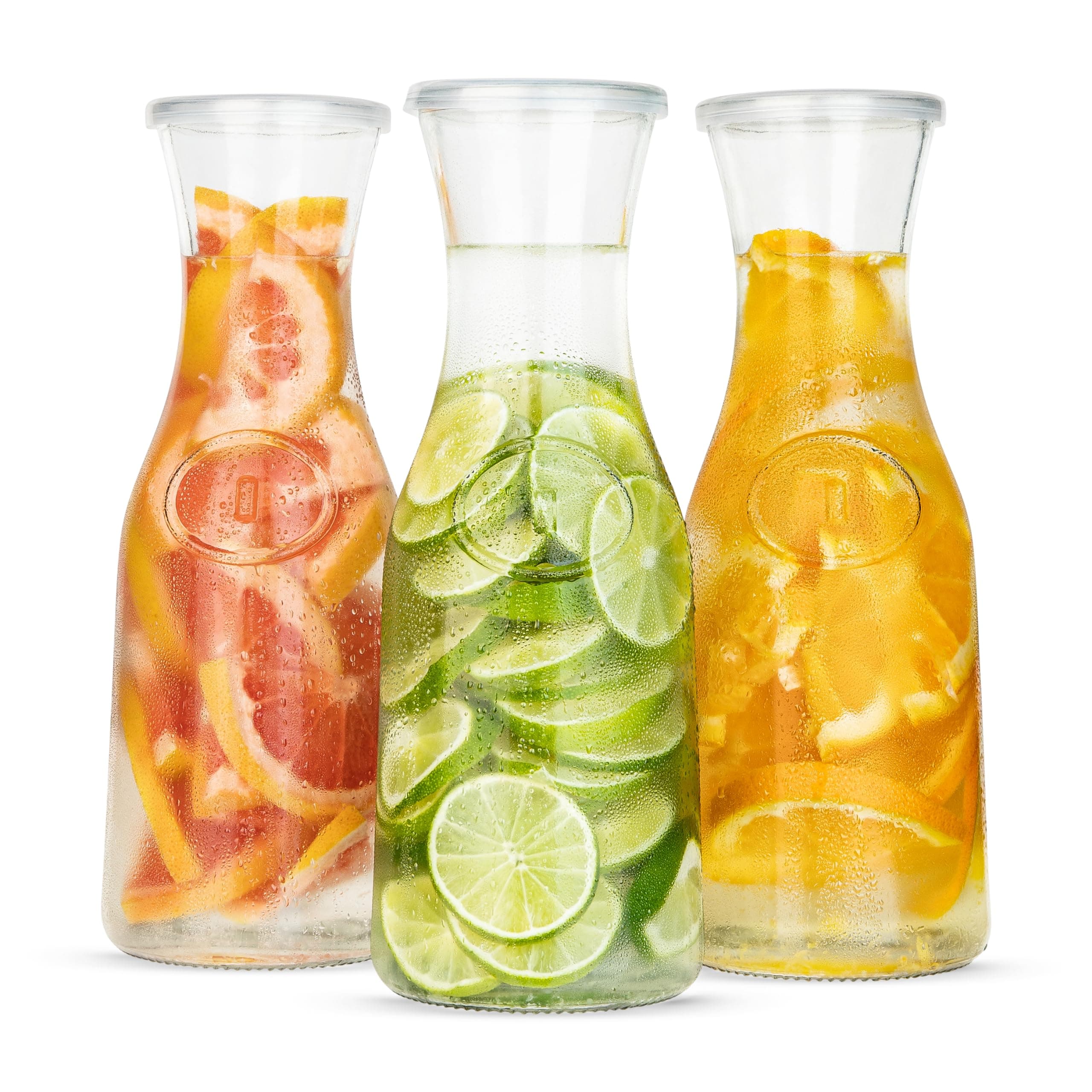 KooK Glass Carafe Set of 3 with Lids