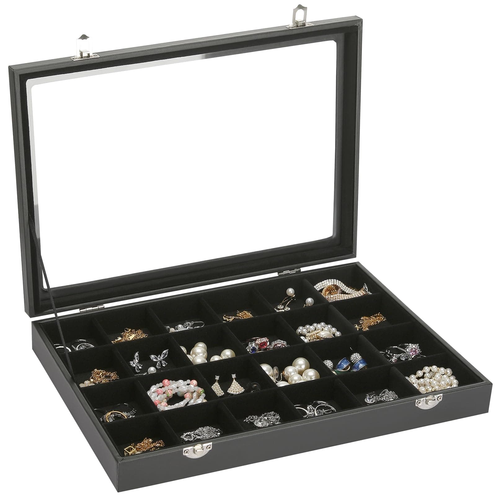 KUKUVR Velvet Jewelry Organizer Tray, 24 Grids