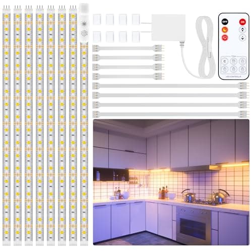 LAFULIT Under Cabinet Lighting Kit - 8 Pre-Cut Strips with Remote