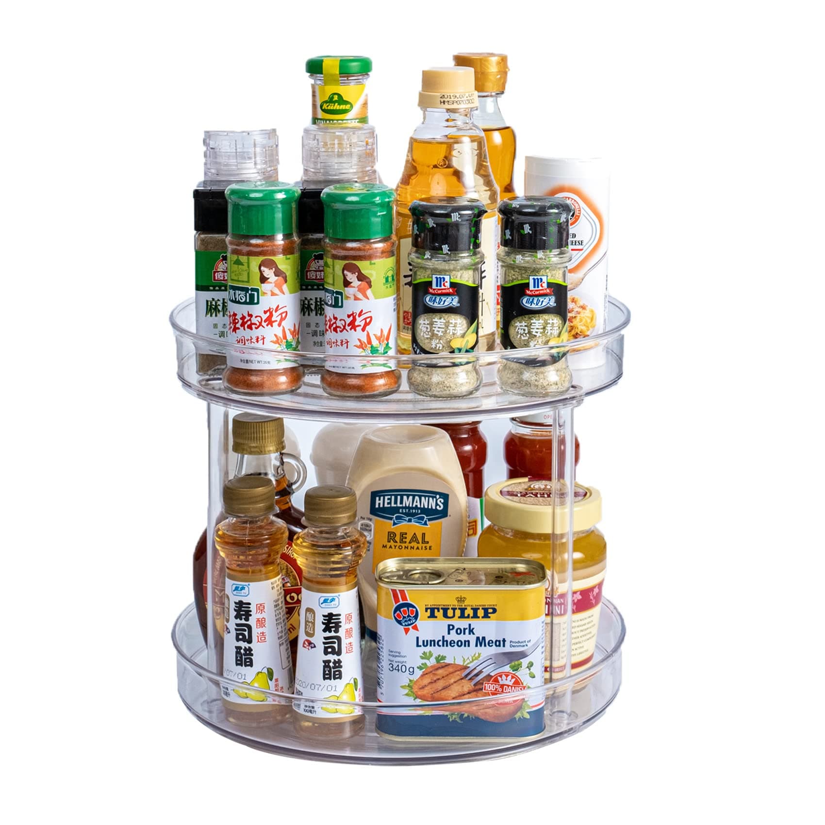 LAMU 2-Tier Clear Lazy Susan Organizer