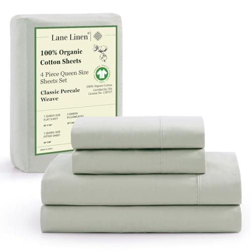 LANE LINEN Eco-Friendly Organic Cotton Sheet Set Queen (4-Piece)