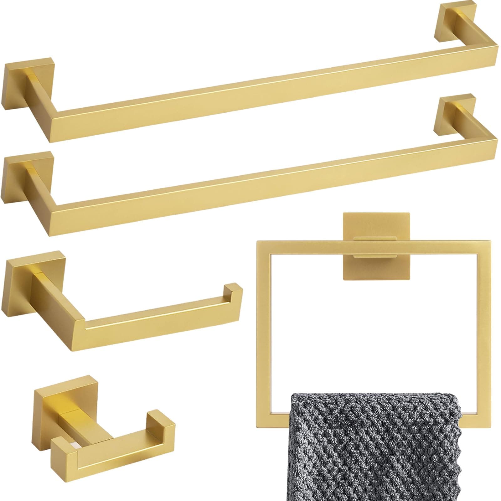 Lava Odoro 5-Piece Brushed Gold Bathroom Hardware Set