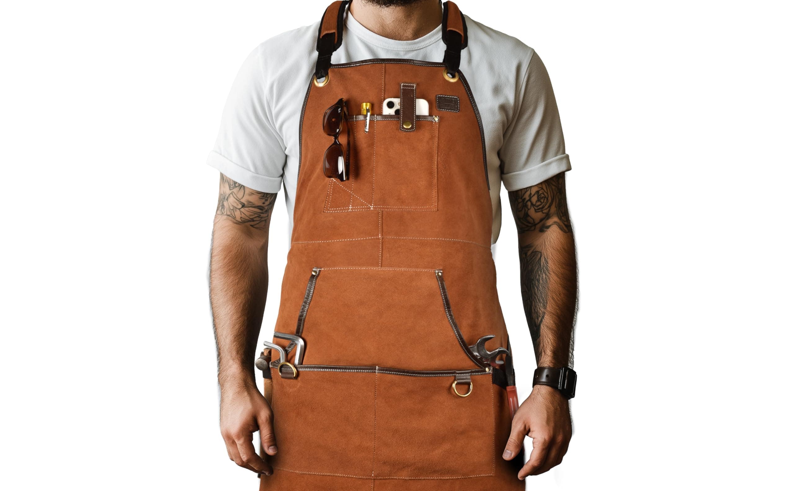 Leather Garden Tool Apron Cross-Shoulder Design