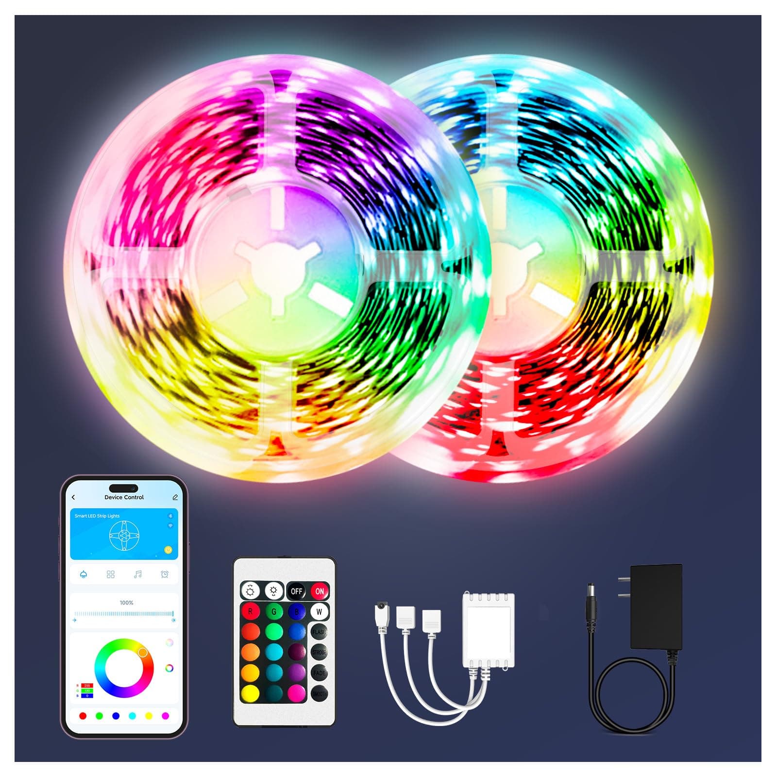 FONEWE 50ft LED Strip Lights with Corner Connectors