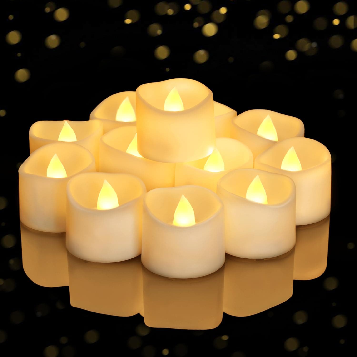 LED Tea Light Candles 50-Pack Battery Operated Flickering
