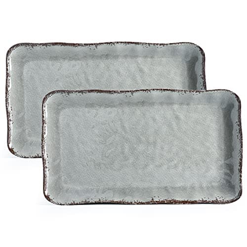 LEHAHA Melamine Rustic Platter Set of 2