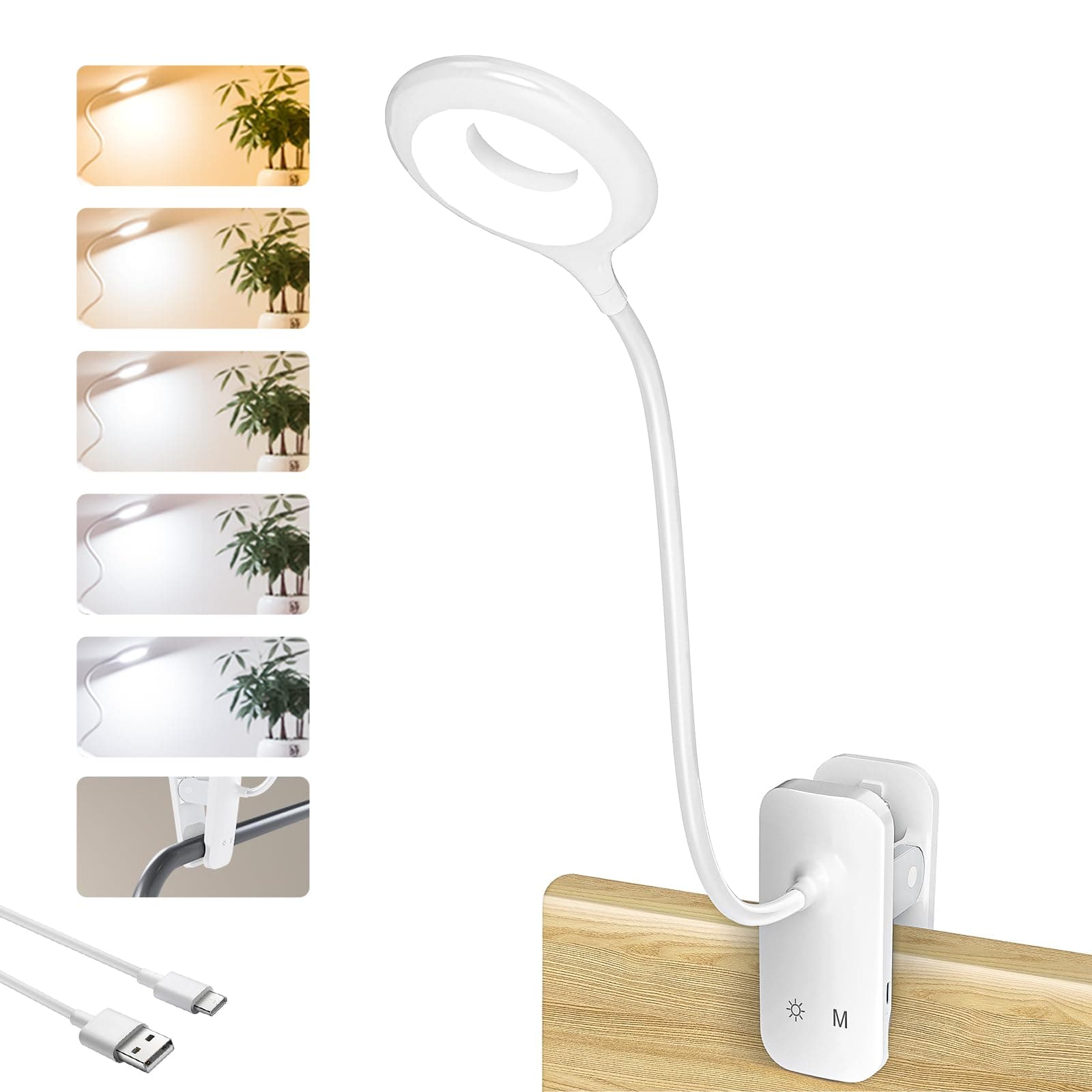 LEPOWER LED Clip Lamp with Gooseneck, Adjustable Color