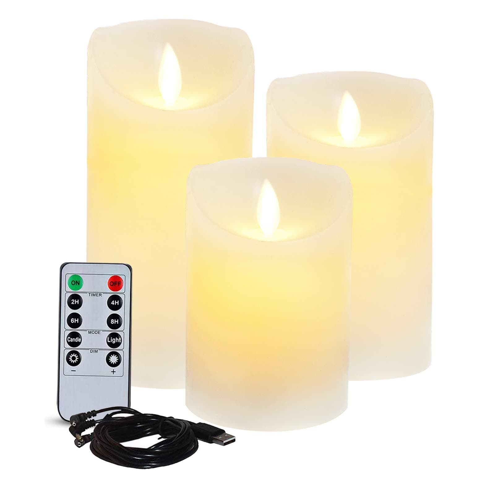 Lezonic Rechargeable Flickering Flameless Candle Set