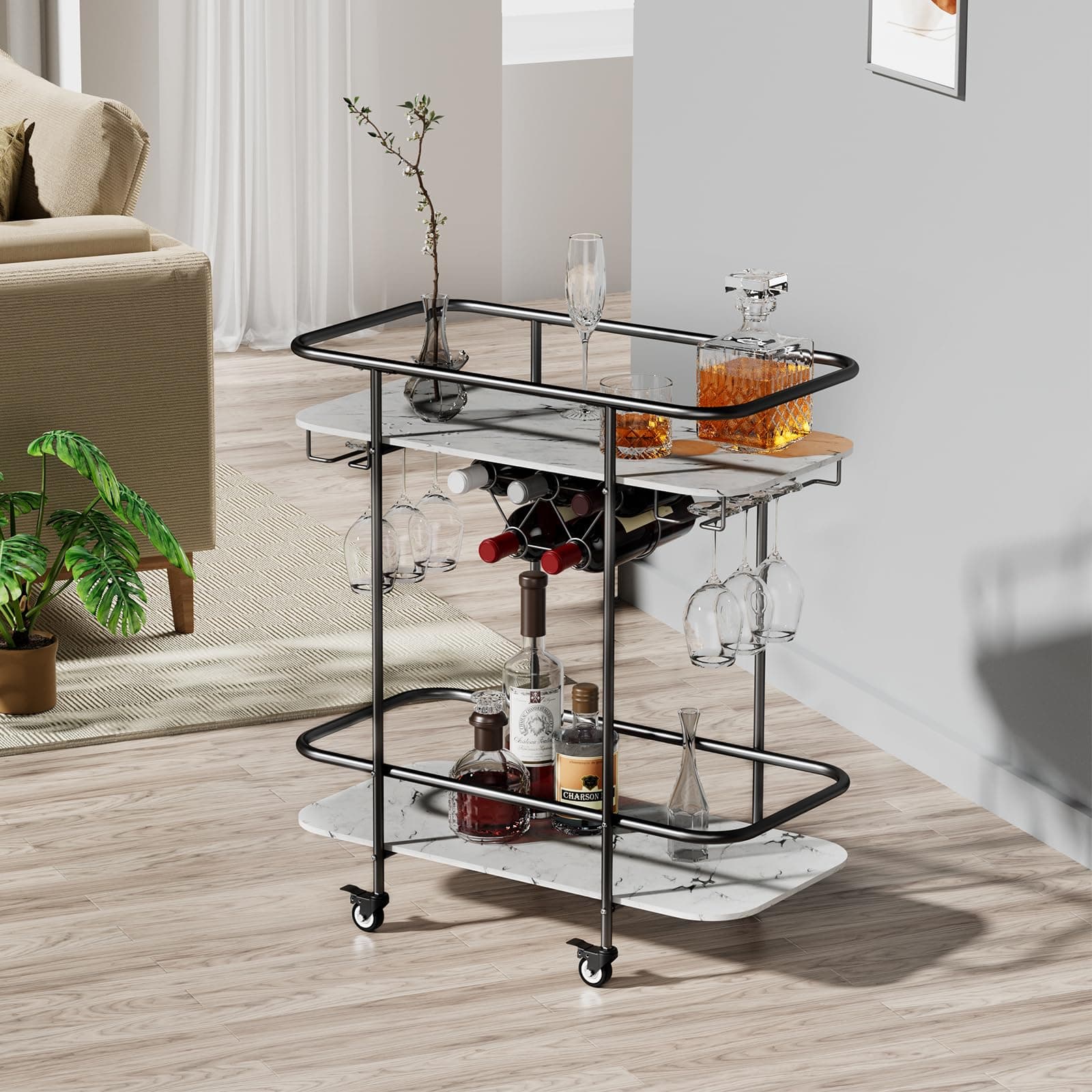 LORMITER Gold Bar Cart (3-Tier)