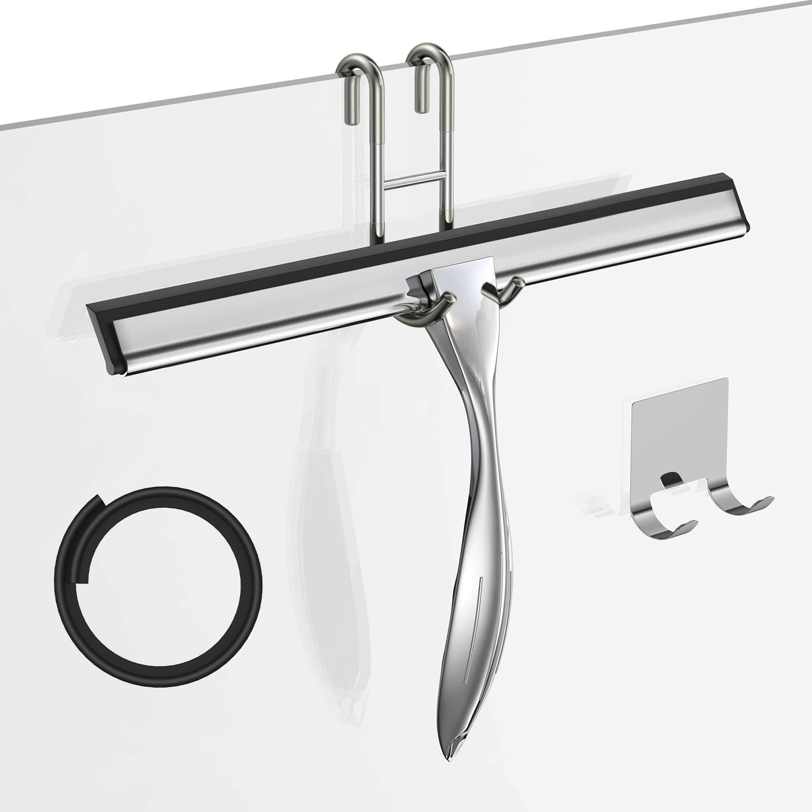 12 Inch Shower Squeegee with Replacement Blade and Hook