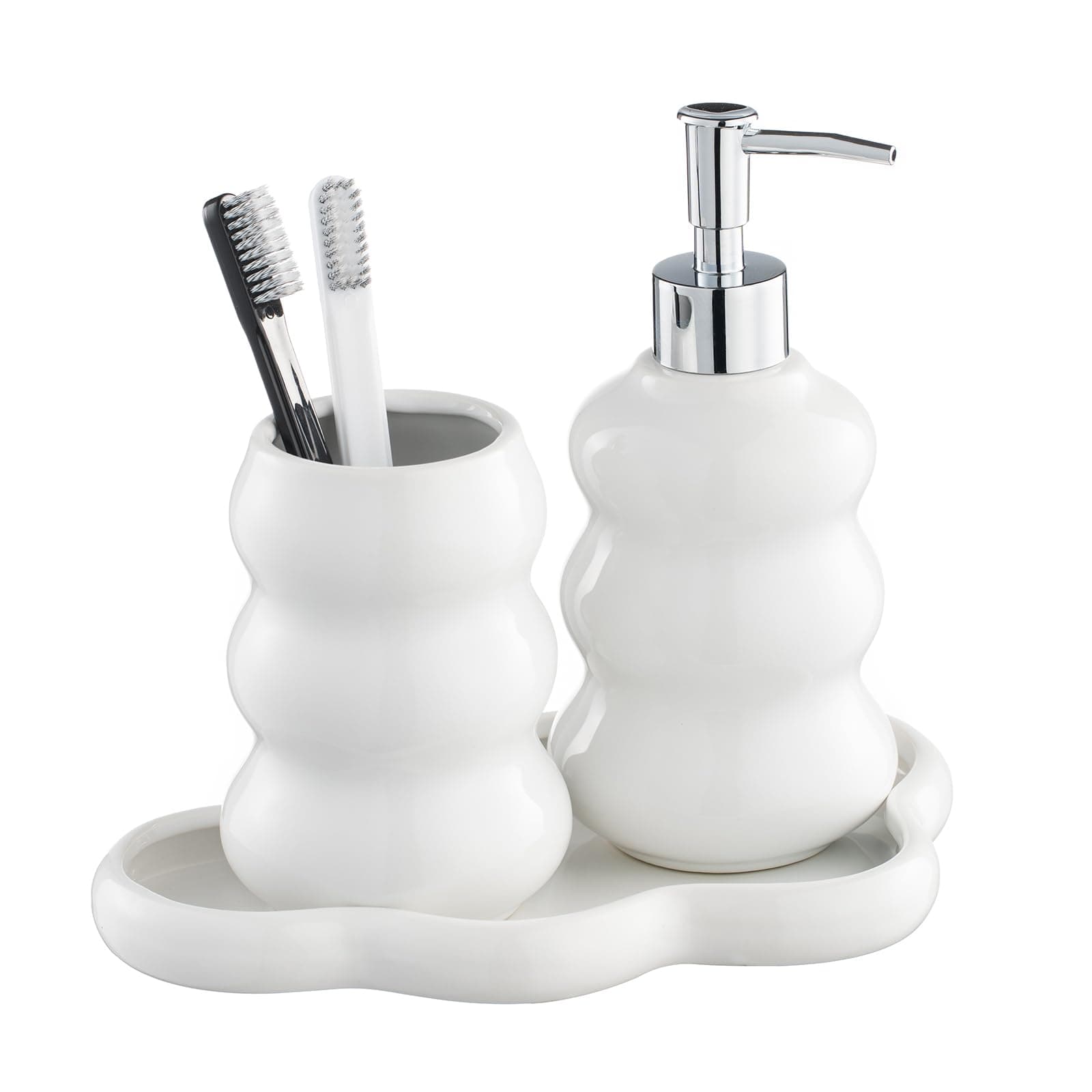 LUANT 4-Piece Bathroom Accessory Set, White with Gold