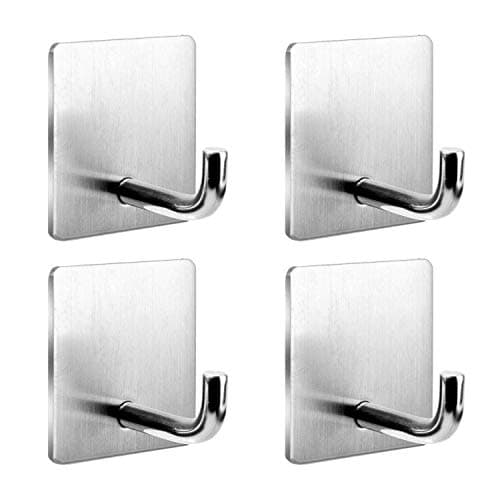 Luckyiren Adhesive Hooks Stainless Steel 4-Pack