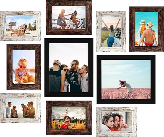 LUCKYLIFE 10-Pack Gallery Wall Frame Set 3 Finishes