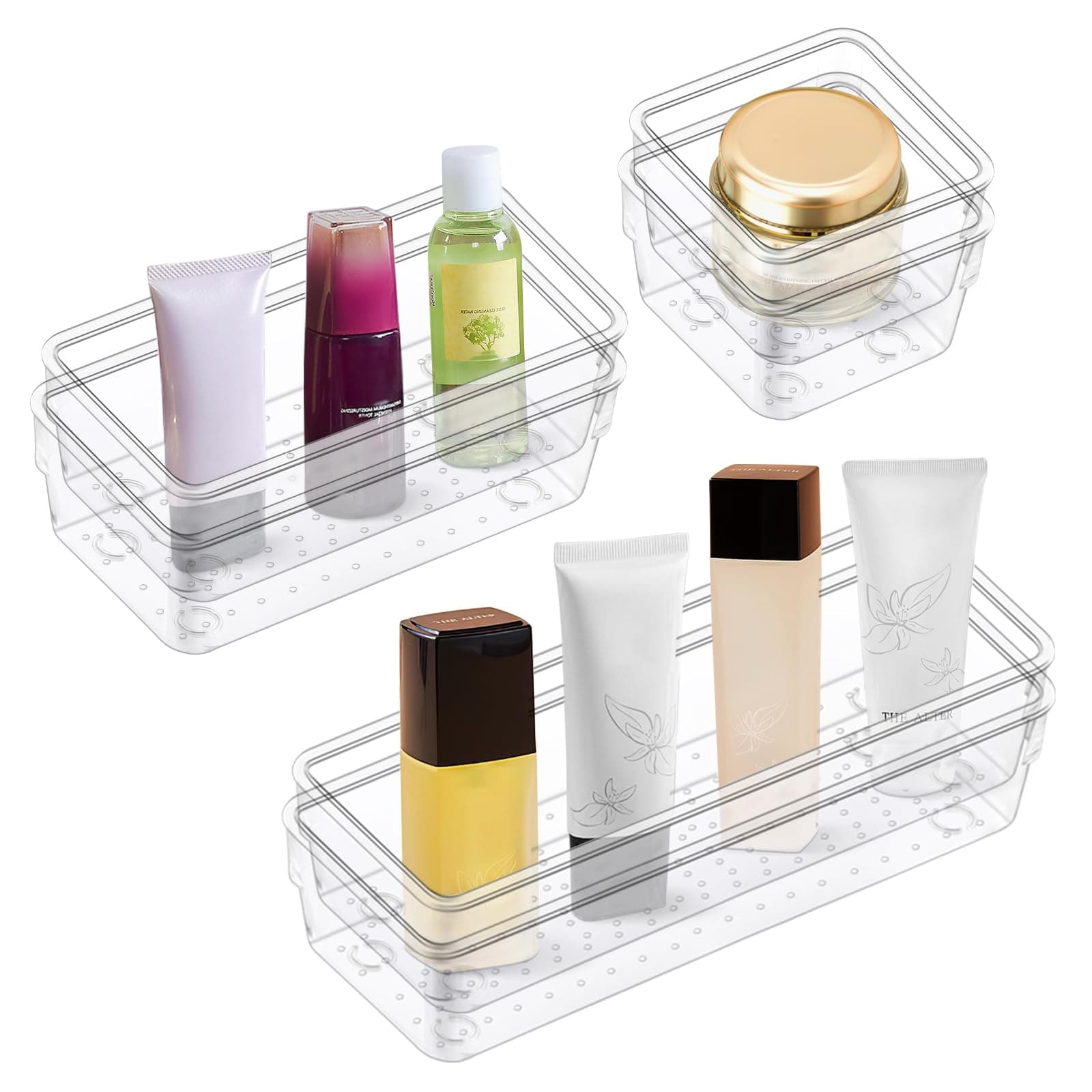 LUSCREAL 25-Piece Clear Plastic Drawer Organizers