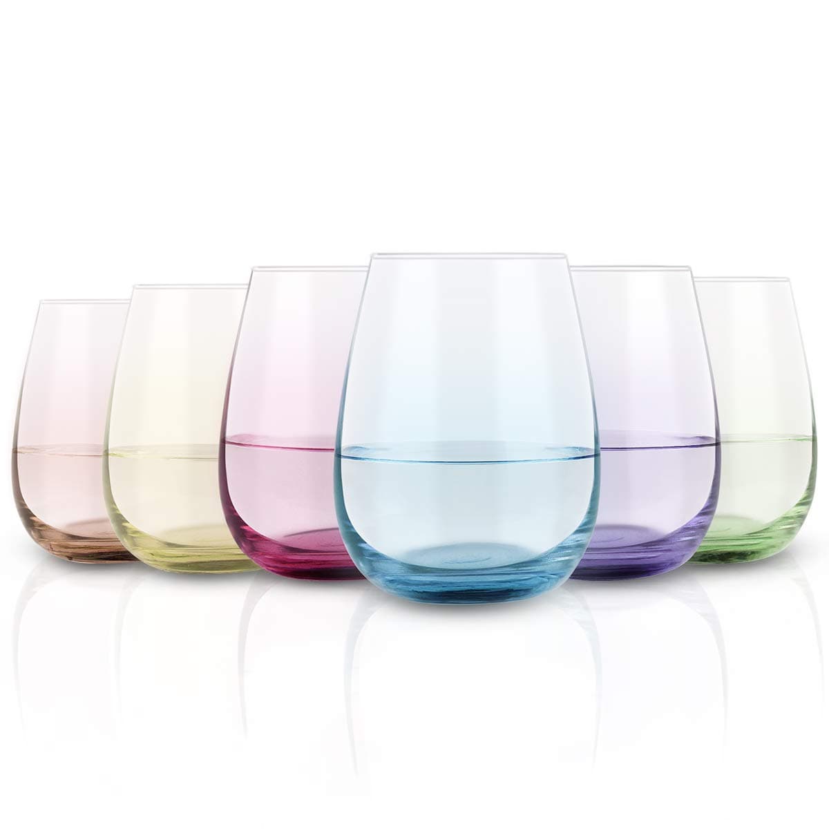 Colored Stemless Wine Goblet Set (6-Pack)