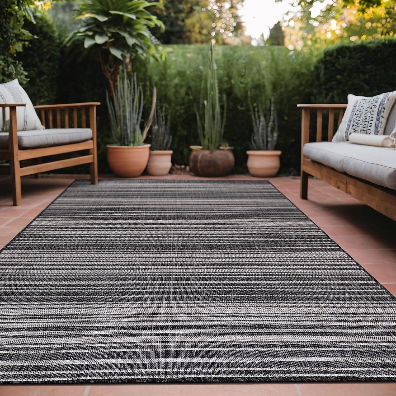 Luul Home Stripe Outdoor Rug 5x7 Washable