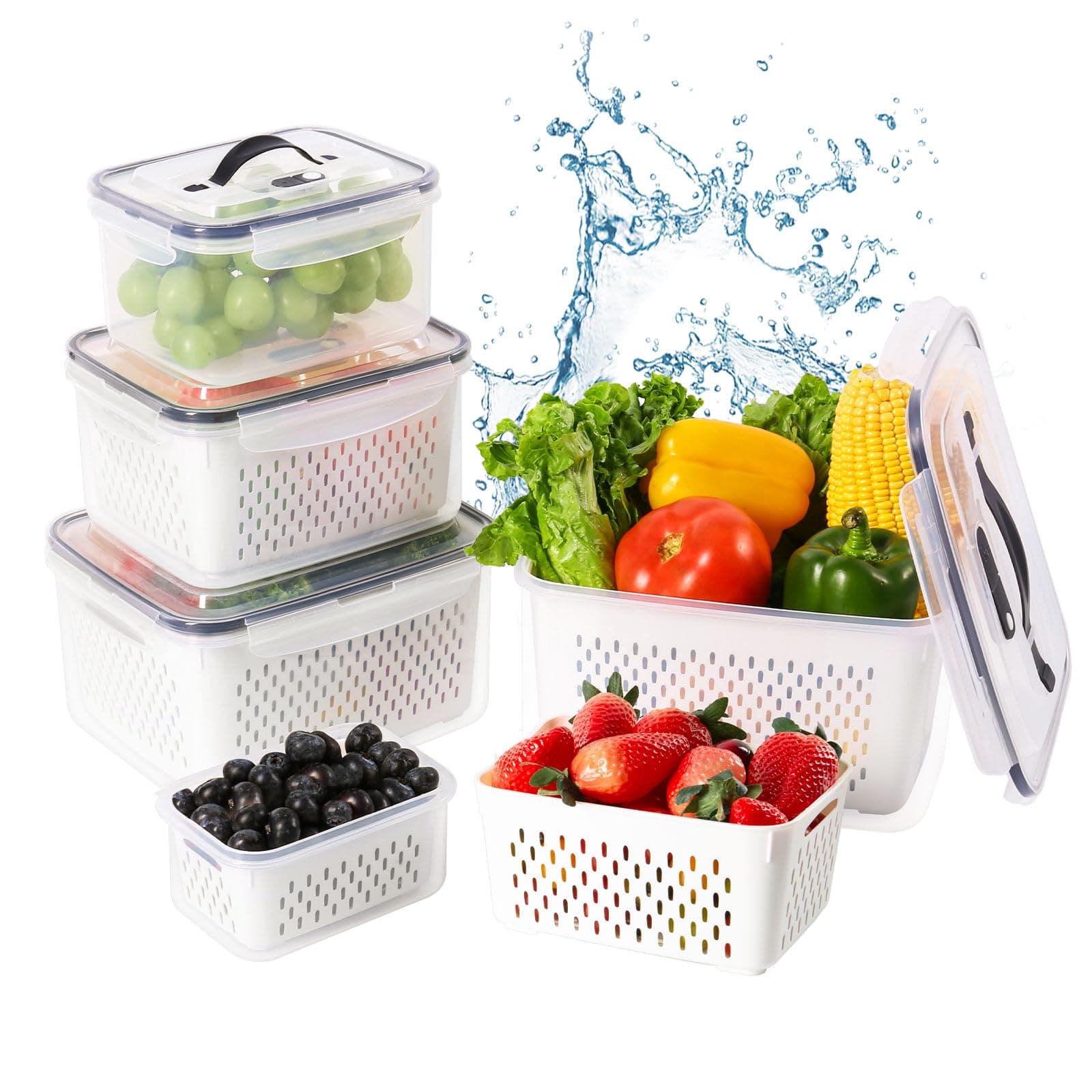 LUXEAR Fresh Produce Vegetable Fruit Storage Containers, 3-Piece