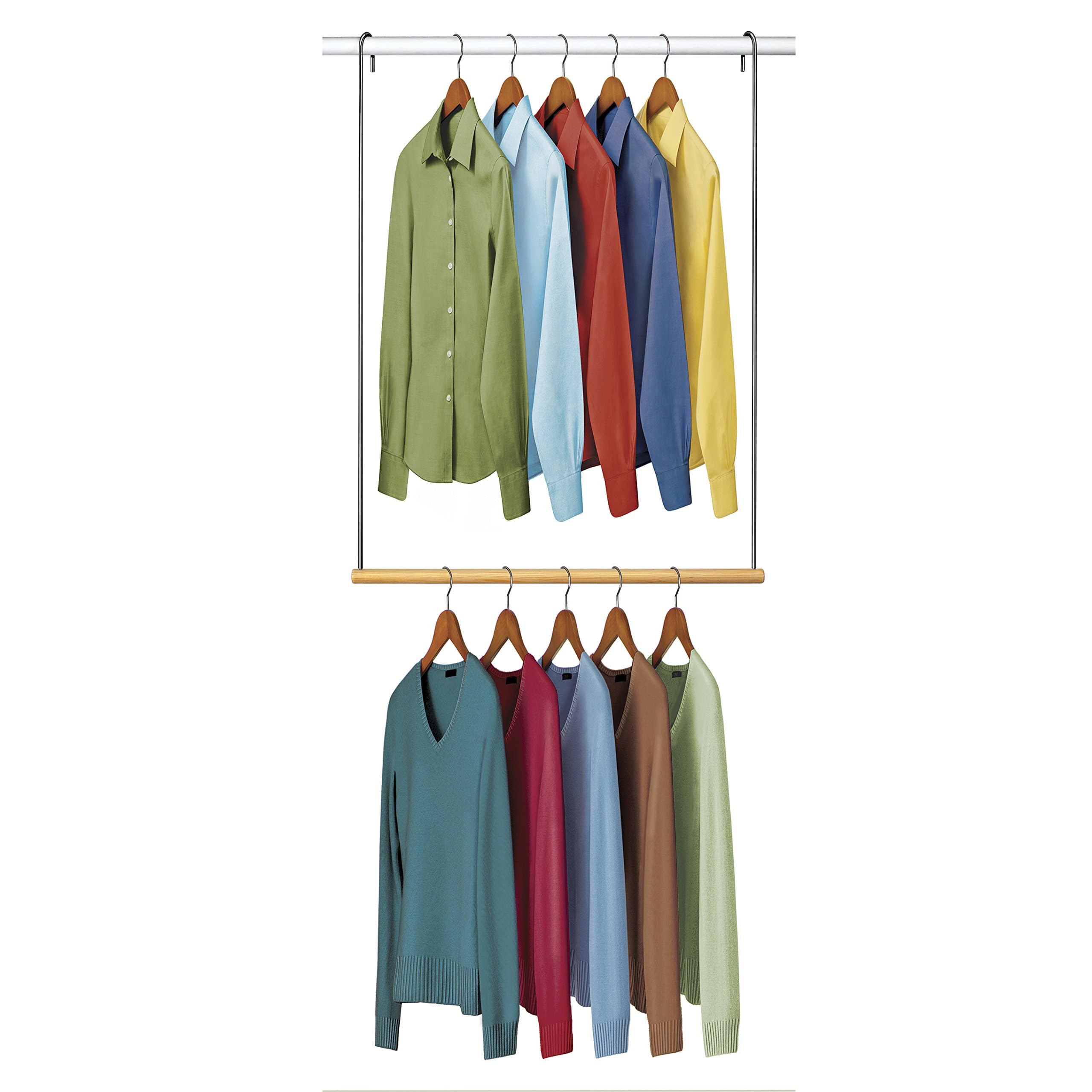 Lynk Double Hang Closet Rod Organizer with Shelf