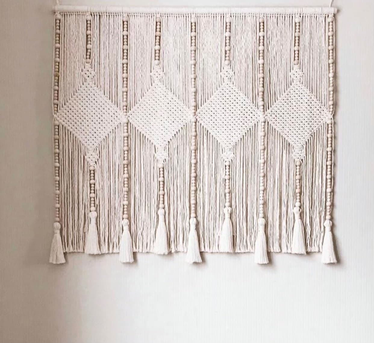 Boho Round Macrame Wall Basket with Tassels