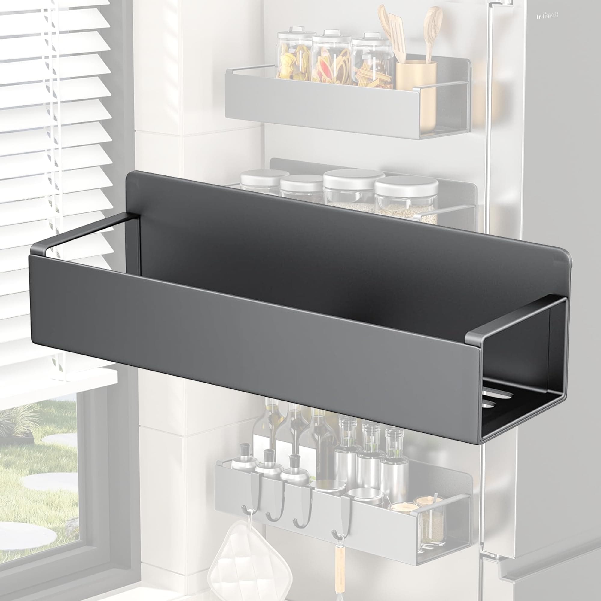 Roysili Magnetic Spice Rack 4-Pack Fridge Shelf