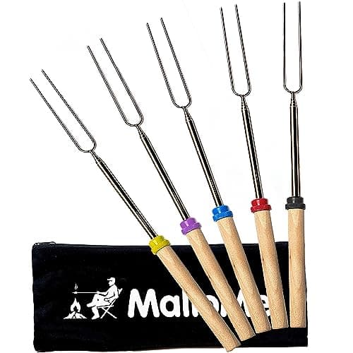 MalloMe Smores Sticks for Fire Pit - Telescoping Marshmallow Roasting Sticks