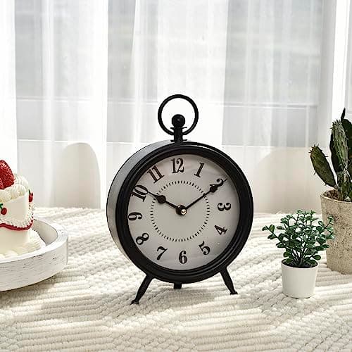 Round Mantel Clock, Minimalist Roman Numeral Design
