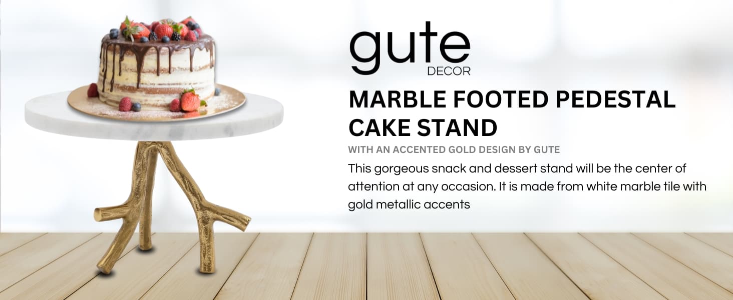 Marble and Acacia Wood Cake Stand